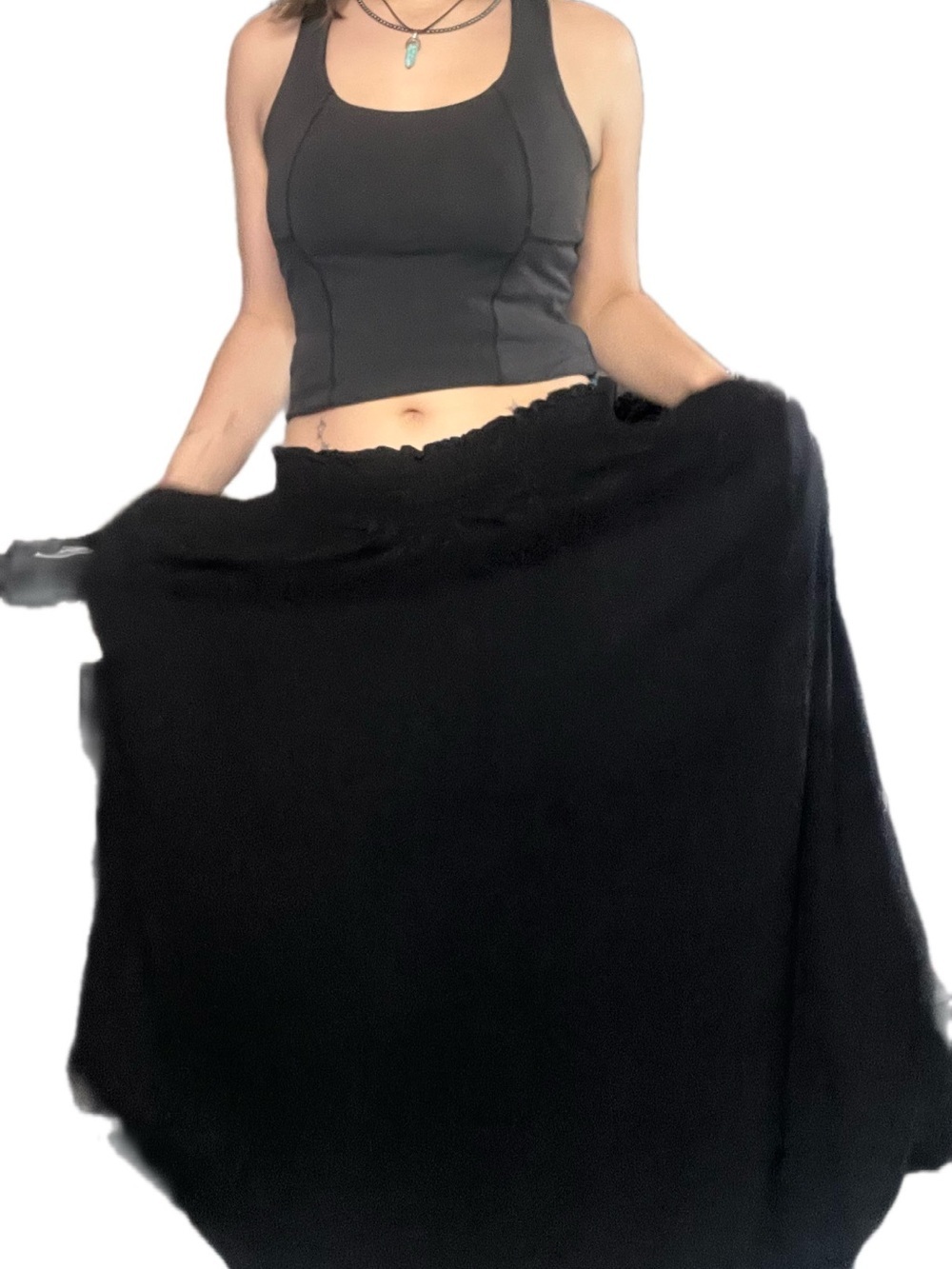 Eclipse Black A-Line Midi Skirt with Elastic Waist